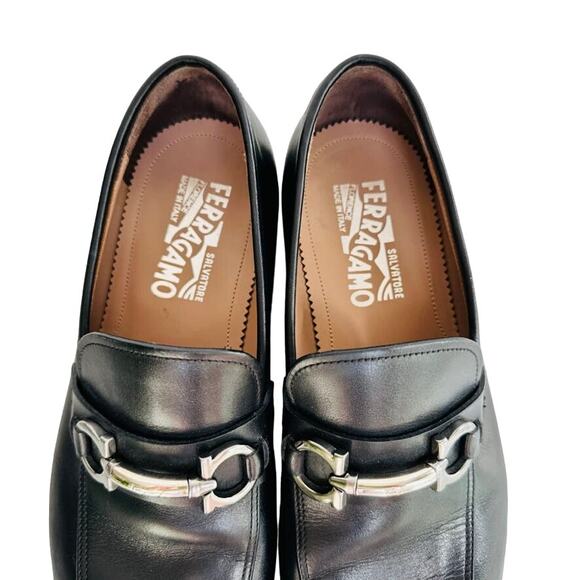 SALVATORE FERRAGAMO Benford Black Smooth Leather Bit Loafer Size 8.5 E Wide - Picture 7 of 12